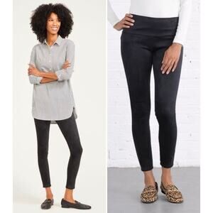 J. McLaughlin Lori Faux Suede Pull On High Waisted Legging Black Large Cozy Chic